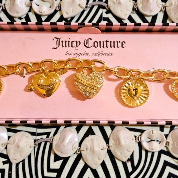Juicy Couture Gold Heart Charm Bracelet NWT - Picture 5 of 8